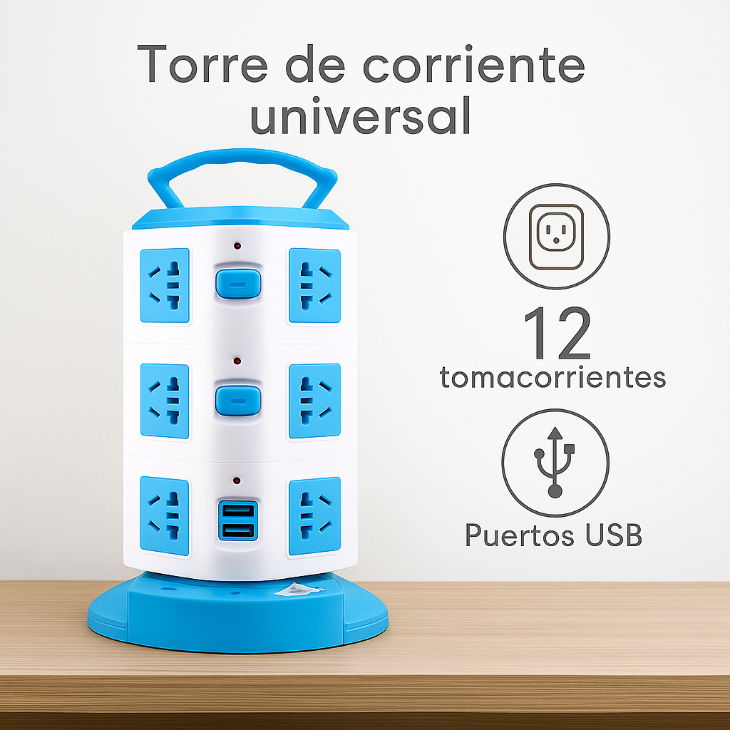 Multitoma Corriente Torre Vertical 3 Niv