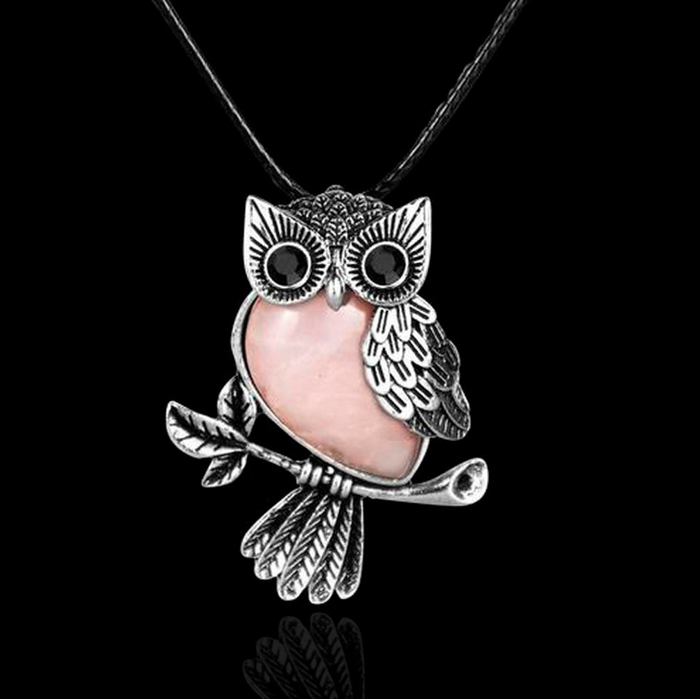 Collar Buho Cuarzo Piedra Rosa