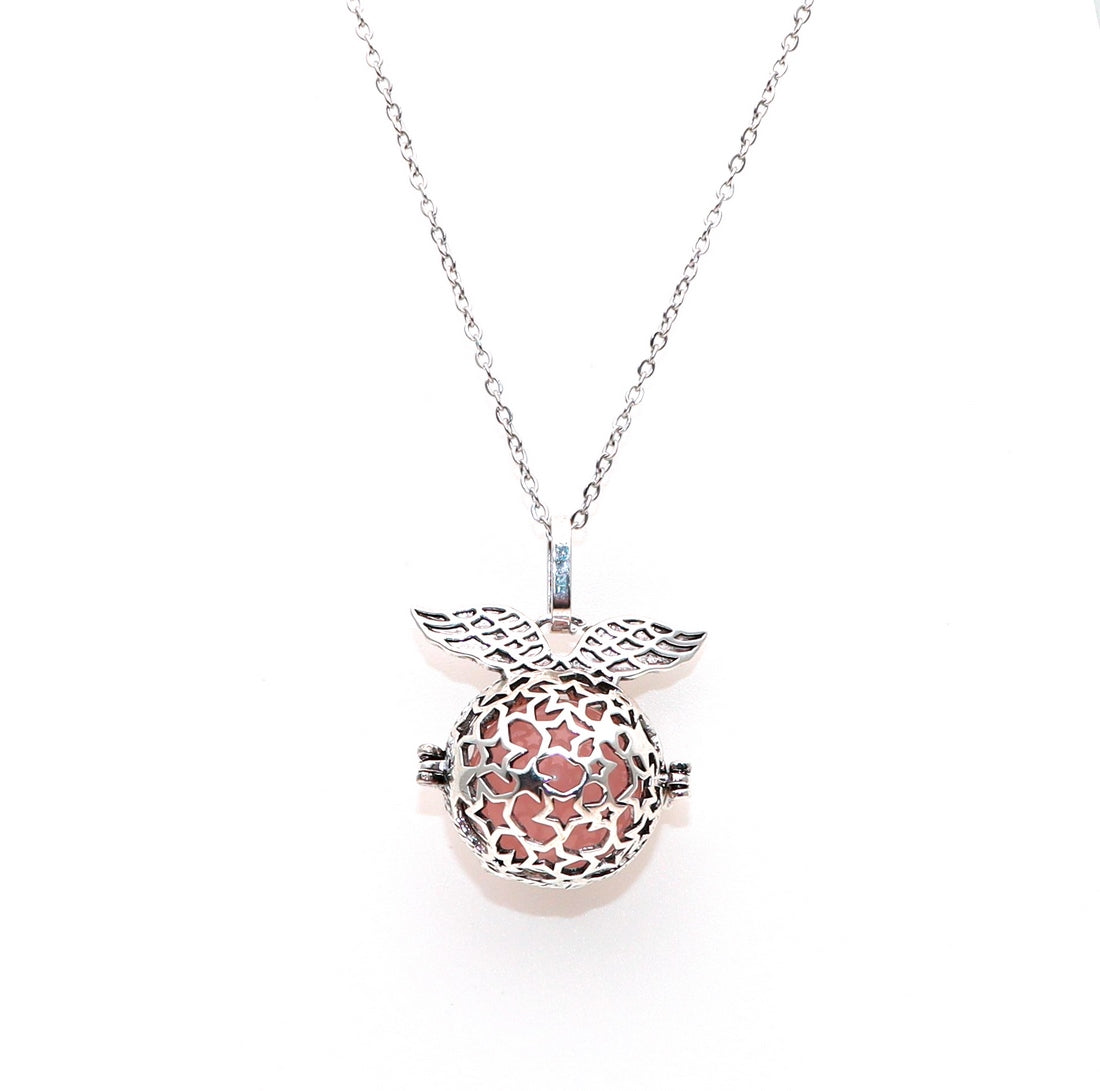 Collar Llamador Angel Piedra Rosa