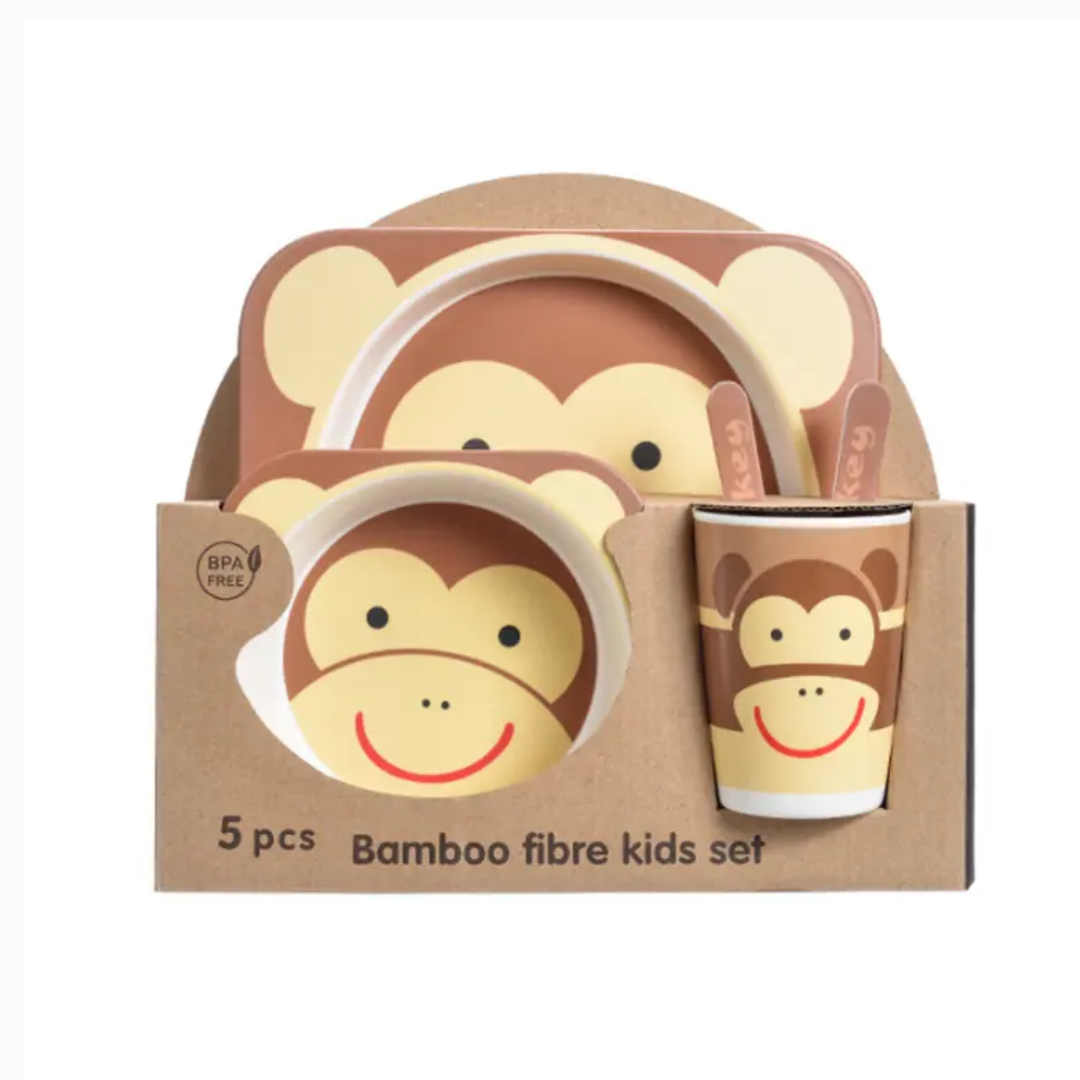 Set Vajilla Bebes Niños Bambu 5 Piezas