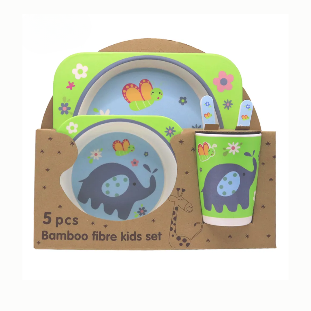Set Vajilla Bebes Niños Bambu 5 Piezas