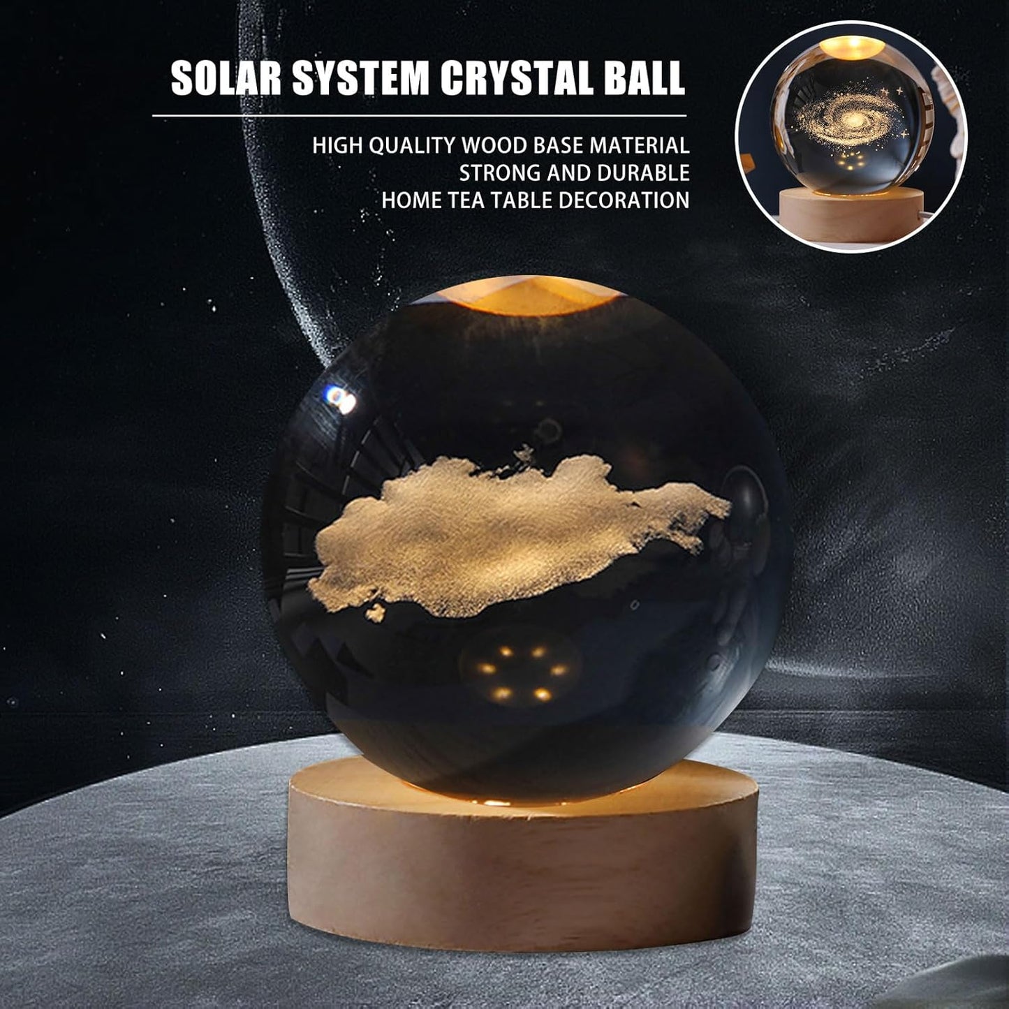 Esfera cristal 3D Lampara sistema solar