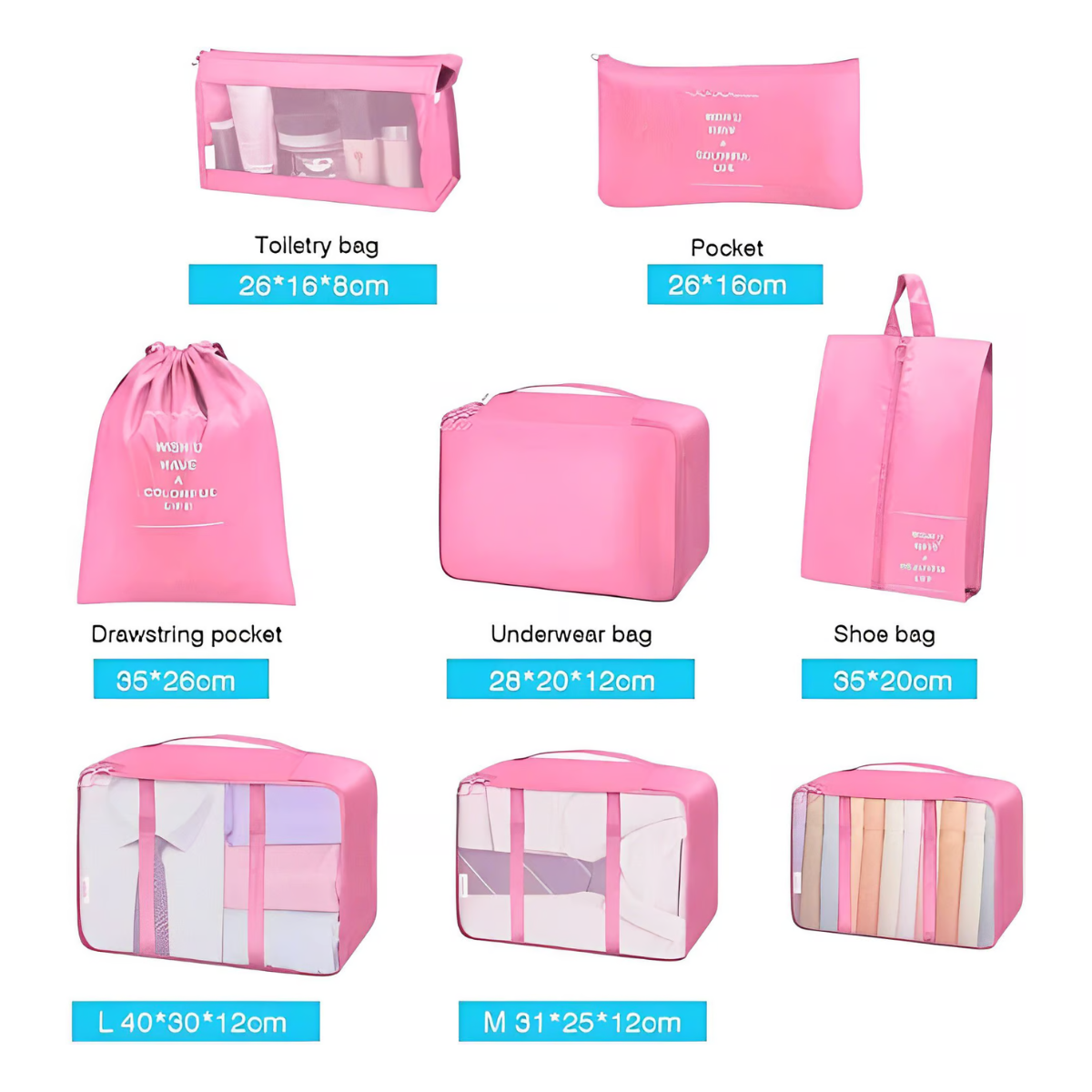 Bolsas organizadoras de viaje x 8 Unidad
