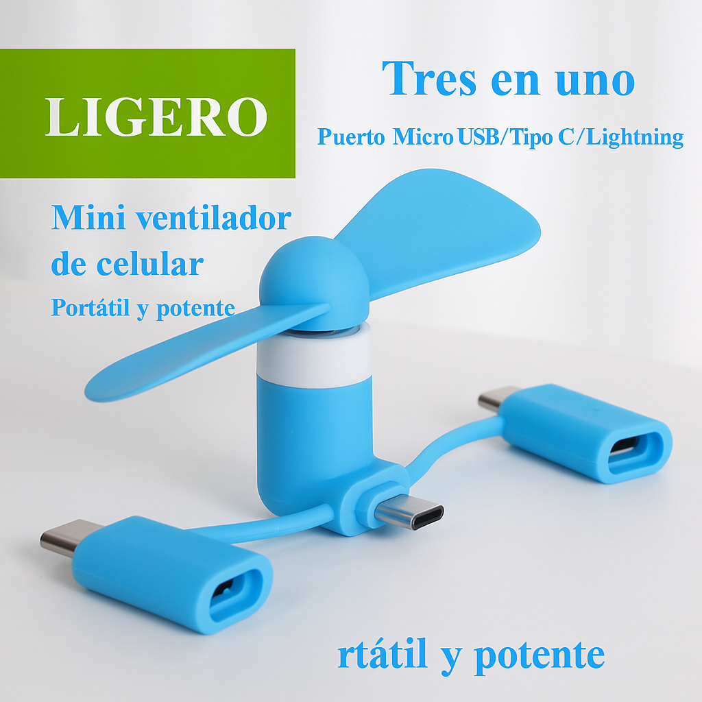 Ventilador Mini Para Celular 3 en 1