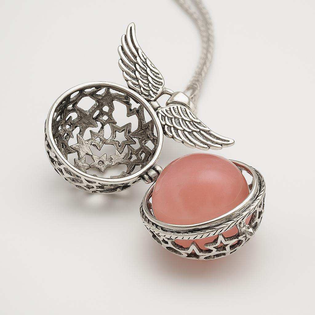 Collar Llamador Angel Piedra Rosa