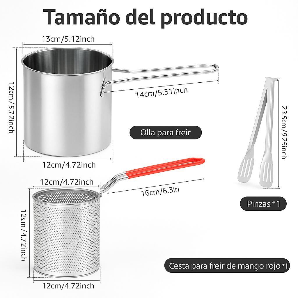 Olla Freidora De Acero Inoxidable+Cesta