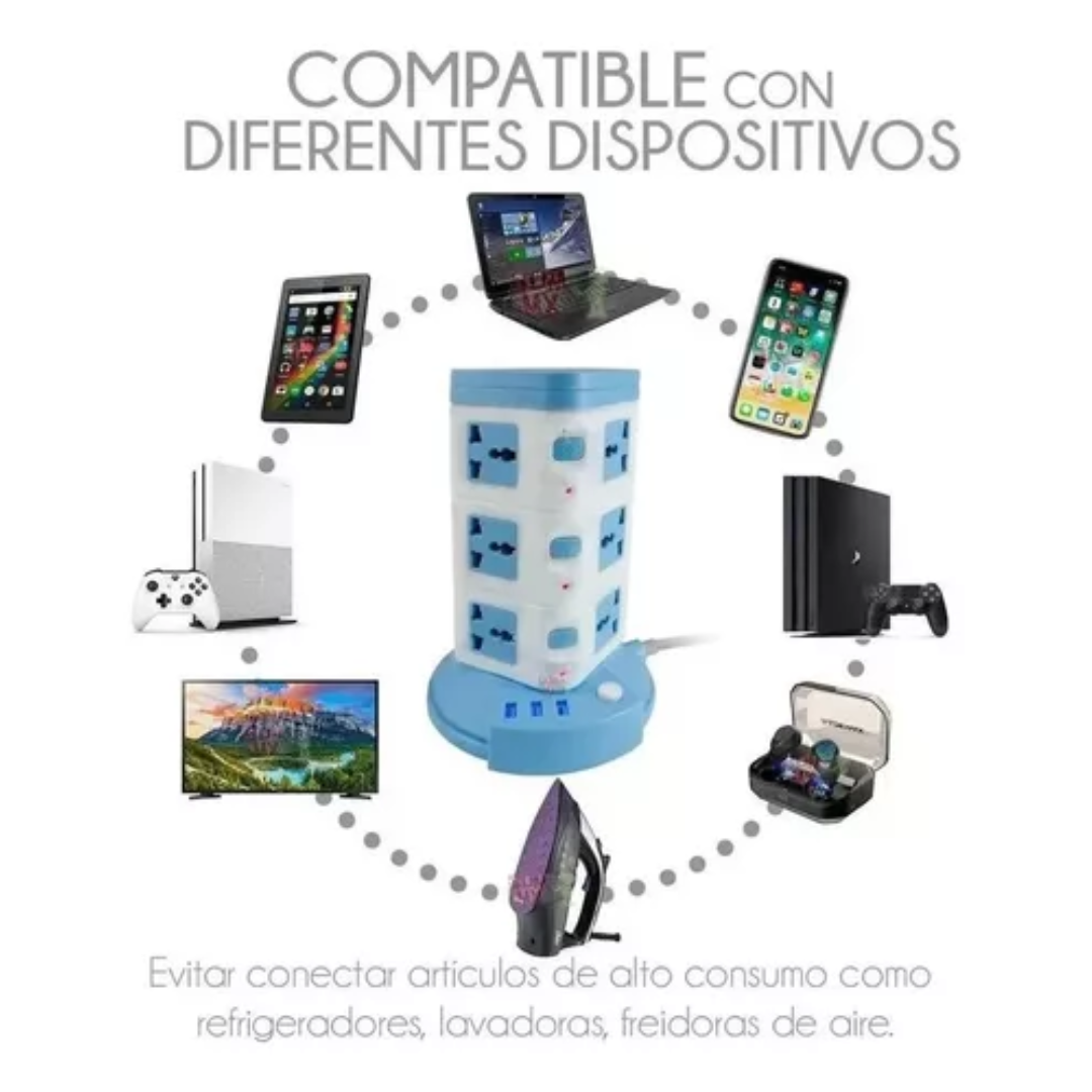 Multitoma Corriente Torre Vertical 3 Niv